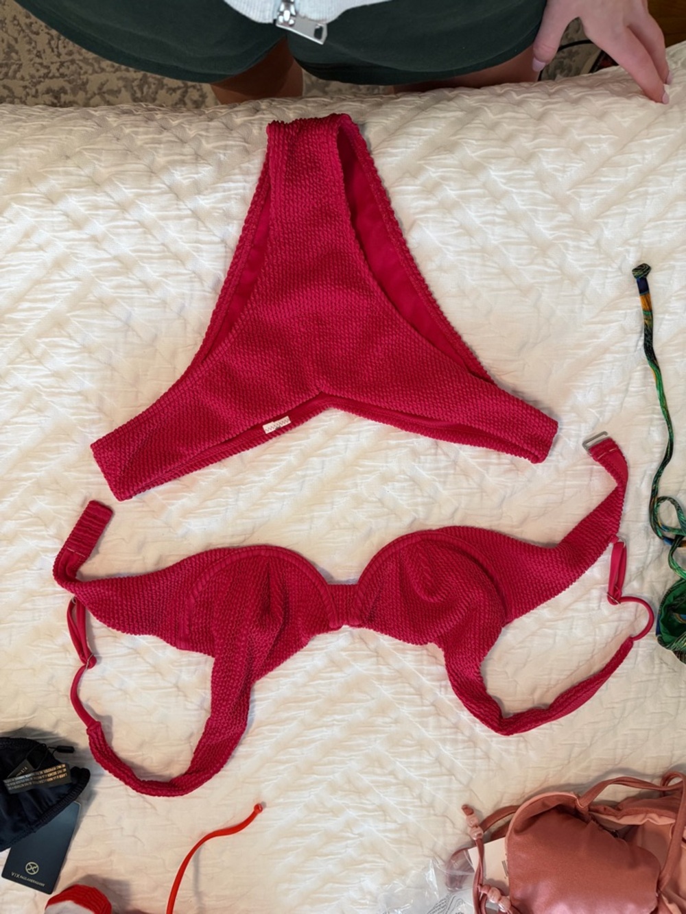Women’s hot pink Abercrombie Textured Bikini Set